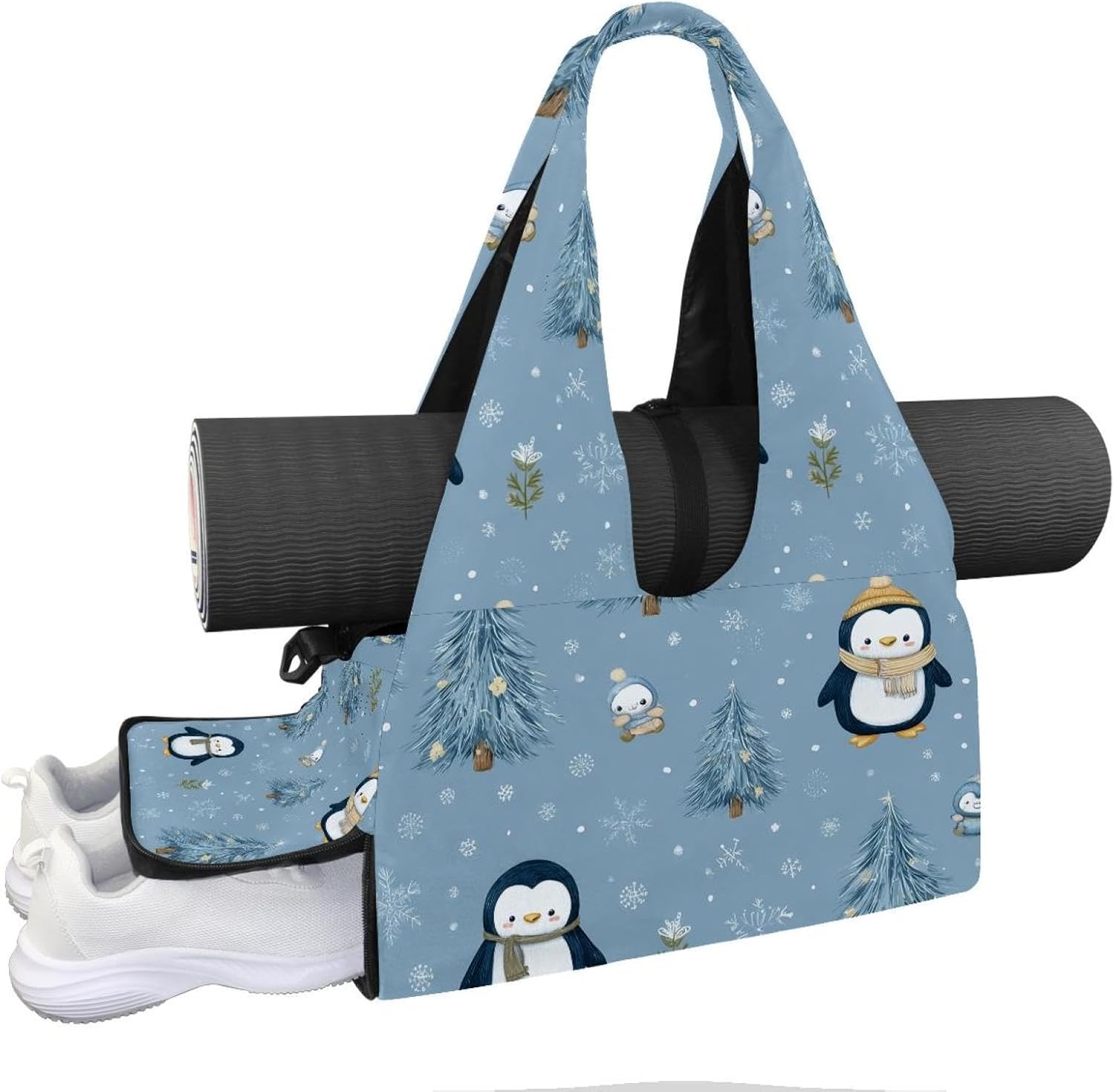 Yoga Mat Bag, Gym Workout Bag with Shoe Compartment, Giraffe Sunflowers Pilates Bag for Women, Quick Access Storage Yoga Tote Bag for Sports Travel Office