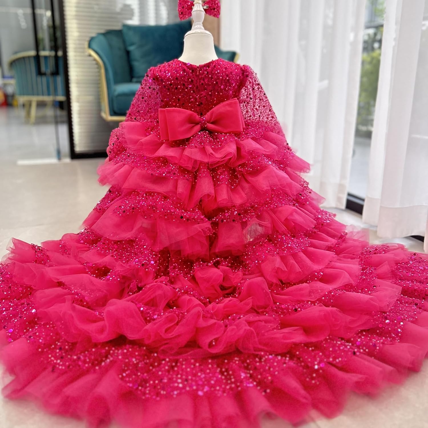 Girls' Dresses Flying Sleeve Puffy Princess Dresses Flower Girl Wedding Birthday Party Dresses - Image 5