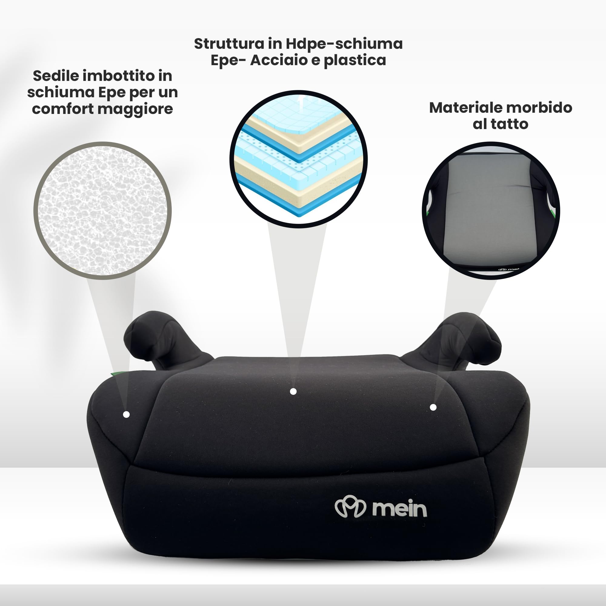 Mein Alzatina Auto Bimbi Isofix Rialzo Auto per Bambini 22-36kg Sistema Isofix Universale Seggiolino Auto gruppo 2-3 Adatto da 5-12 Anni per Bambini 125-150 cm (NERO)