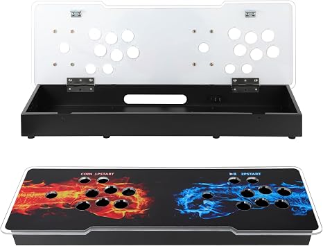 طقم وحدة تحكم DIY Arcade قوي - قاعدة معدنية ولوحة أكريليك ، حافظة آلة لعبة فيديو 2 مشغل ، يدعم 8 أزرار لكل منها ، متوافق مع أطقم Pandora Black