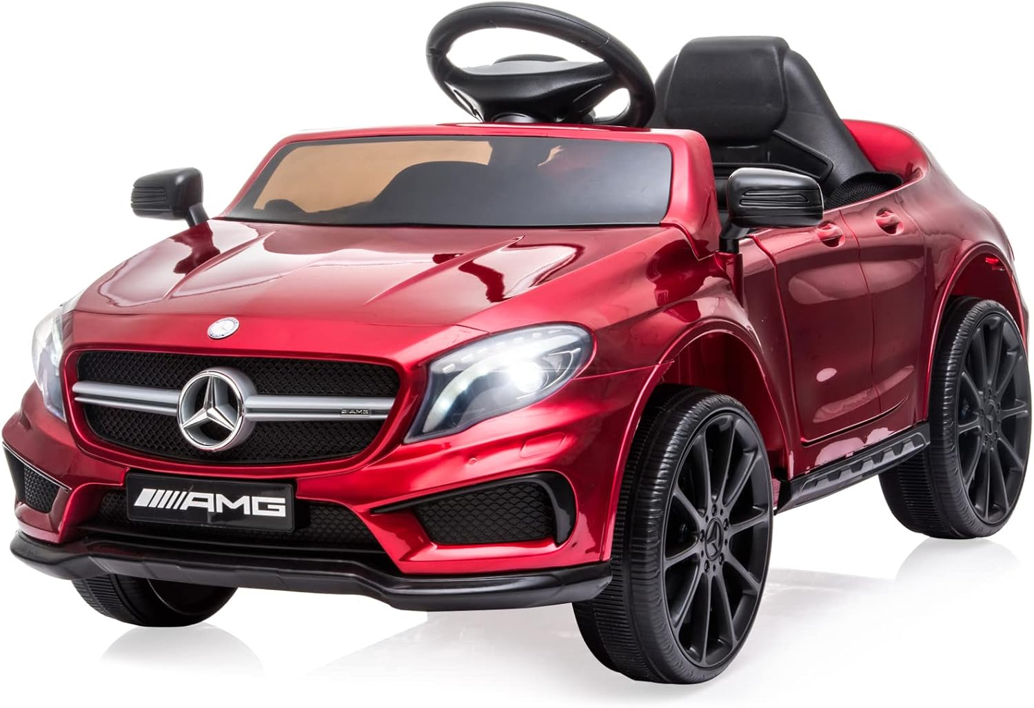 12V Kids Ride On Car with 2.4G Remote Control,Battery Powered Electric Ride On Vehicle Double Doors, 5 Point Safety Belt,LED Lights... (Paint red)