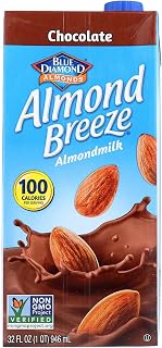 Blue Diamond Chocolate Almond Breeze Almond Milk, 12x32oz Bulk Value Pack - Dairy-Free Chocolate Indulgence