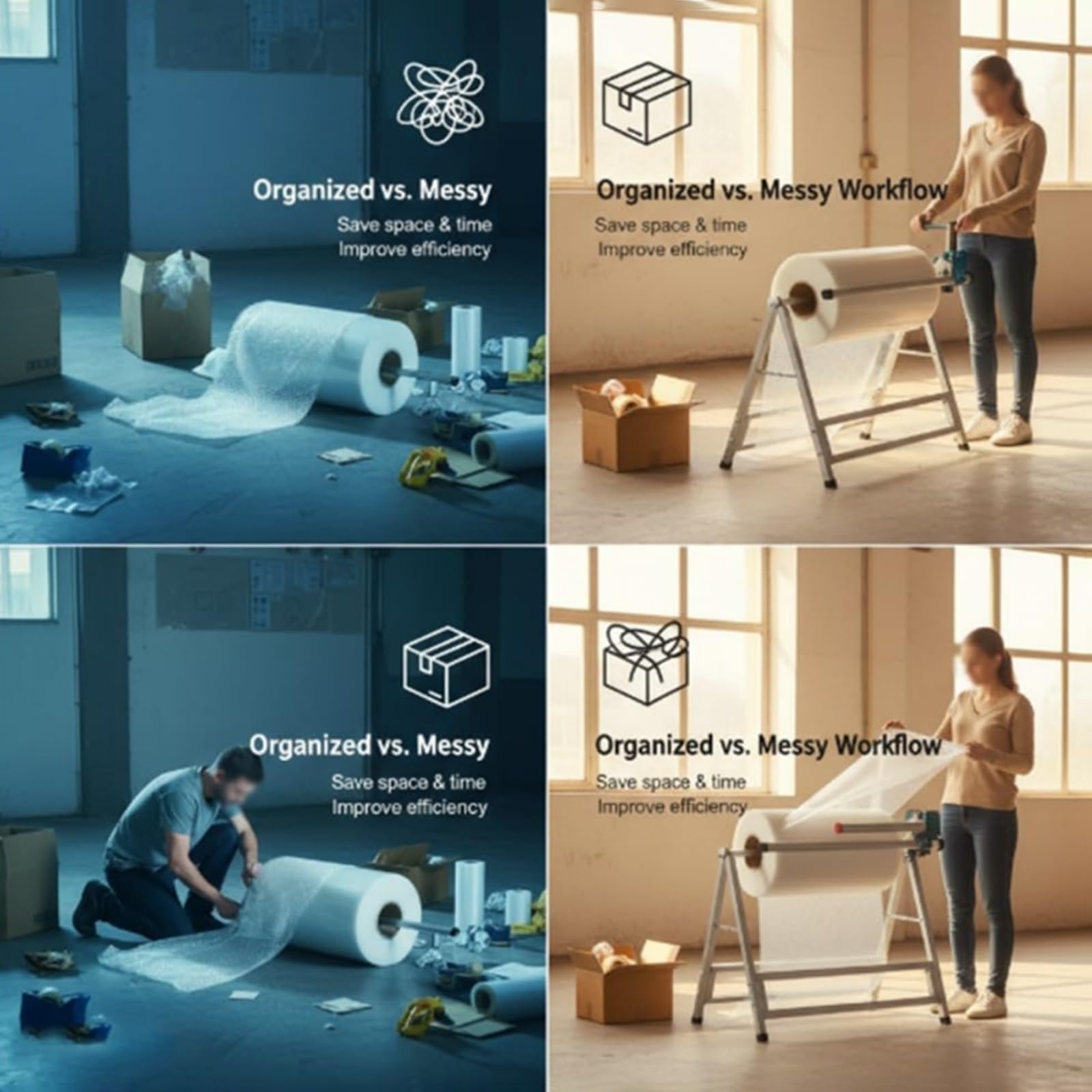 Soporte Plegable para plástico de Burbujas, dispensador de Rollos de plástico de Burbujas, Adecuado para el Embalaje en almacenes de Wohop Logistics (60 cm).