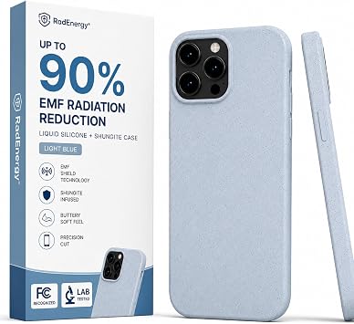 EMF Protection Anti Radiation Liquid Silicone Shungite Case for iPhone 13 Pro Max, FCC-Recognized & NVLAP-Accredited Up to 90% Radiation Reduction, Lightweight 5G Shield Cover, Light Blue