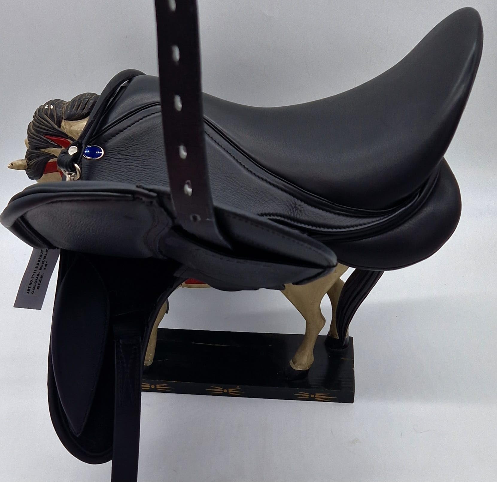 Pony Shetty Welsh Ledersattel WEICH ! Sattel Leder Mono Modell Beauty 14 15 Zoll Schwarz Glitzer ! Kammer anpassbar + Kopfeisen Set anbei Tysons (14 Zoll)