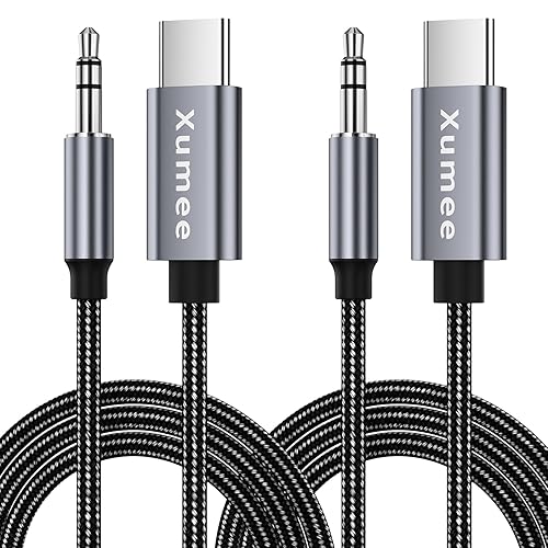 Xumee Cable auxiliar a USB C (paquete de 2), cable de audio tipo C macho a conector macho de 0.138 in compatible con iPhone 15 Pro Max, estéreo de