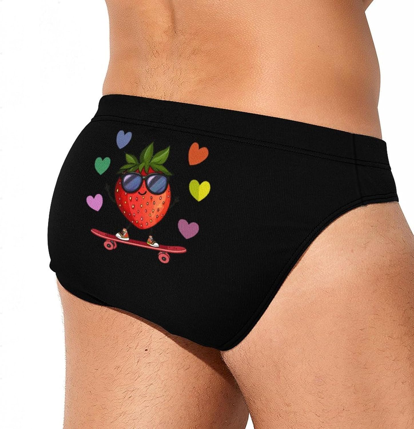 Strawberry Skateboard Men's Swimsuit Brief Sexy Bikini Briefs Retro Printed Swimwear Quick Dry Swimming Trunks 3X-Large