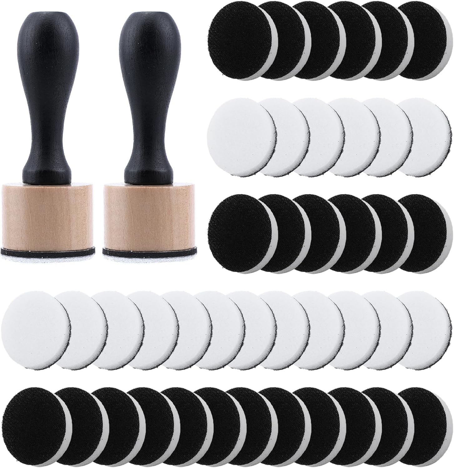 46 Packs Mini Ink Blending Tool Set, 2 Round Mini Applicator Tools and 44 Replacement Foam Pads for Crafting Scrapbooking Painting Drawing Art Supplies