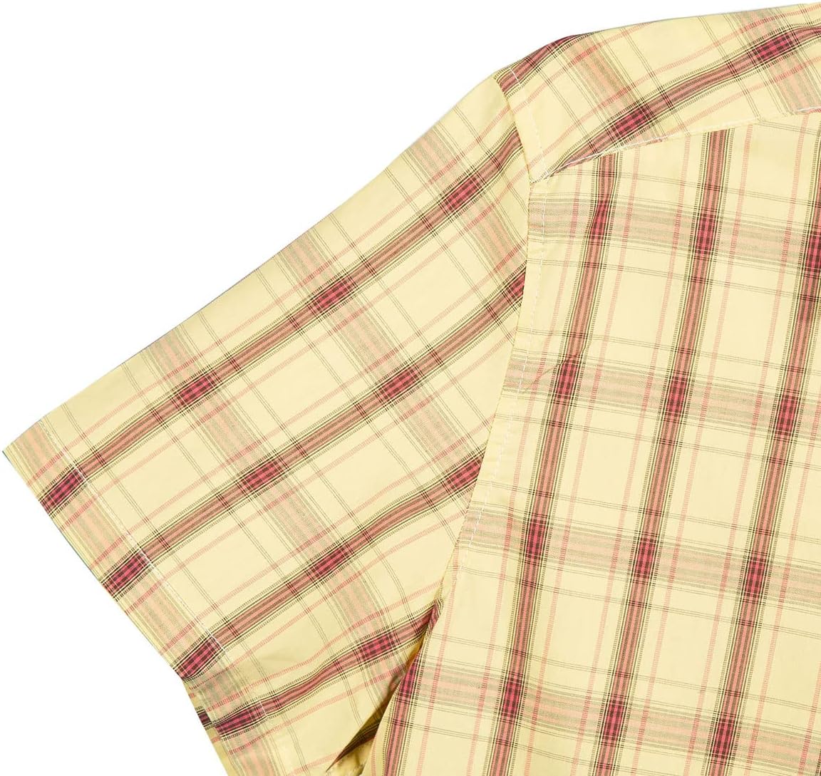 Mens Casual Regular Fit Short Sleeve Plaid Shirts - Image 2
