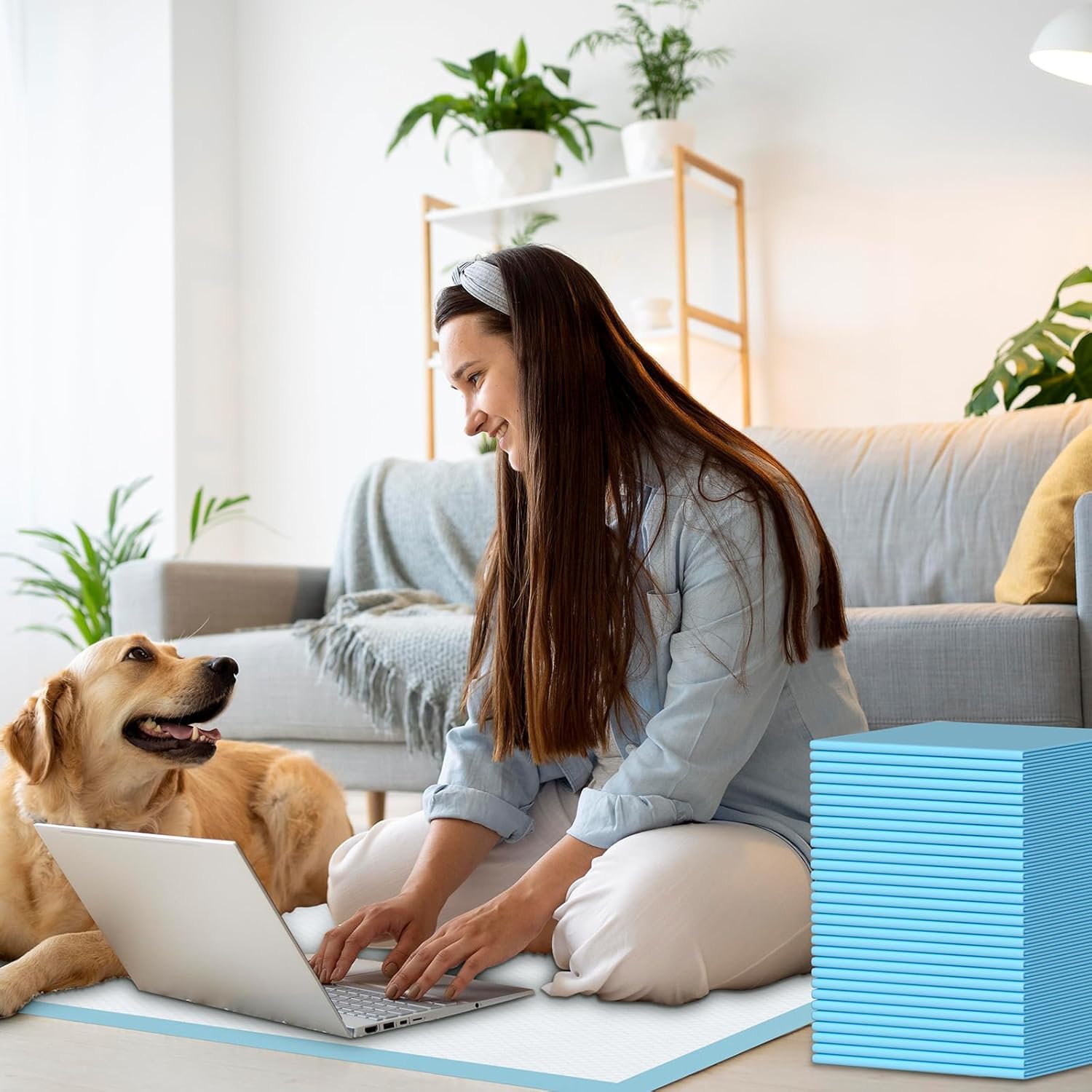 80x120 cm Tappetini Assorbenti Per Animali Domestici ,40 pz per l'addestramento di Cani e Grosso Cane,Design a 6 Strati a Prova di Perdite con Superficie ad Asciugatura Rapida(80x120 cm 40pezzi)