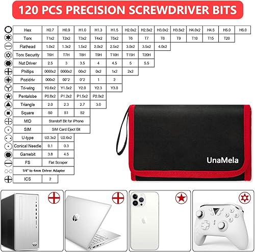 Miniatura 9 de Precision Screwdriver Set, Unamela 139 in 1 Computer Repair Tool Kit with 120 Bits, Magnetic Electronic Screwdriver Kit Compatible for Laptop, PC,