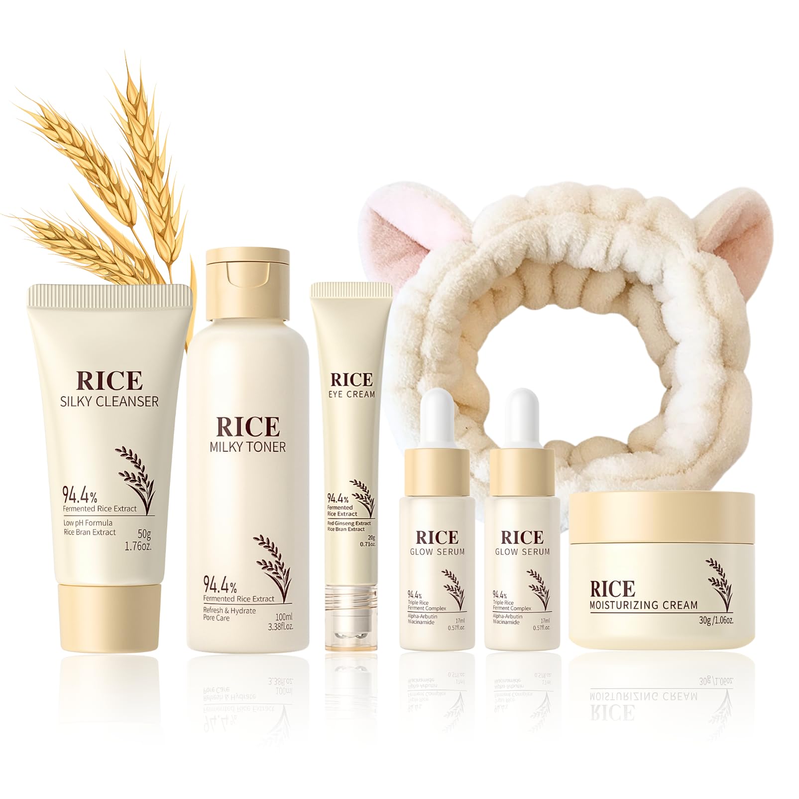 Rice Skincare Sets for Teenager Girls Gifts Rice Facial Kit for Glowing Skin for Women Brightens, Hydrates Sensitive Skin