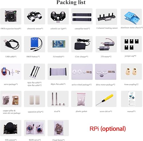 Miniatura 5 de Yahboom Kit de robot AI para chasis de tanque para Raspberry Pi 4B, kit de inicio de cámara Python, proyecto de ciencia electrónica programable,