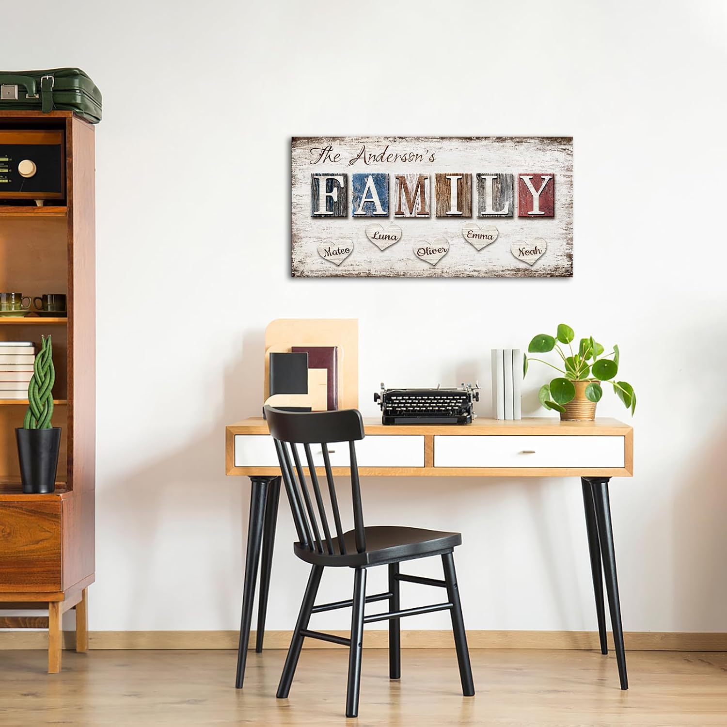 iLOOKLiKE Personalized Family Name Canvas Wall Art Custom Multi-Name Poster Giclee Prints Rustic Home Decor Gifts for Mom Dad from Daughter Son