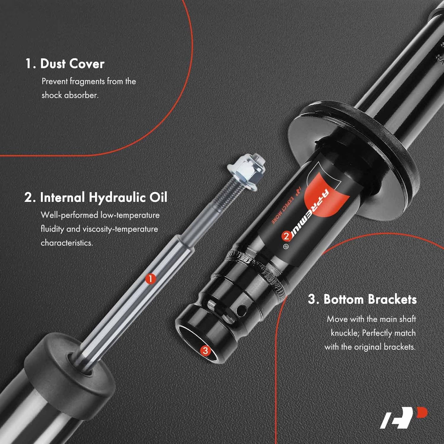 A-Premium Front Pair (2) Shock Absorber Compatible with Cadillac CTS 2008 2009 2010 2011 2012 3.0L 3.6L, Driver and Passenger Side, AWD