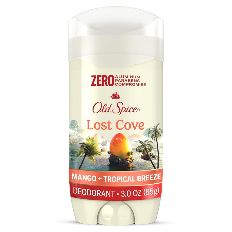Desodorante Old Spice sem alumínio Lost Cove com manga e brisa tropical, 85 g