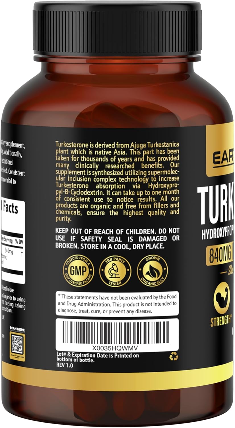 Turkesterone 840 mg – Natural Testosterone Support - 100% Pure Turkesterone Supplement for Men & Women - Ajuga Turkestanica Extract - Made in USA & 3rd Party Tested for Strength, Energy & Vitality - Image 8