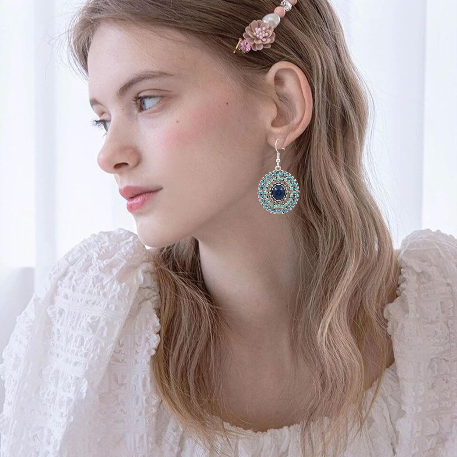 Bohemian Vintage Disc Earrings Color Rhinestone National Style Dangle Drop Earrings for Women Jewelry Gifts - Image 2