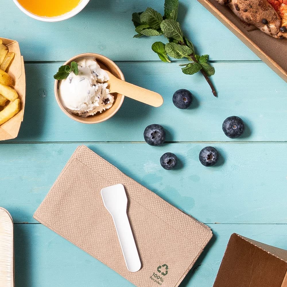 BIOZOYG Cucchiaini per gelato ecologici 100 palette in carta marrone biodegradabili monouso