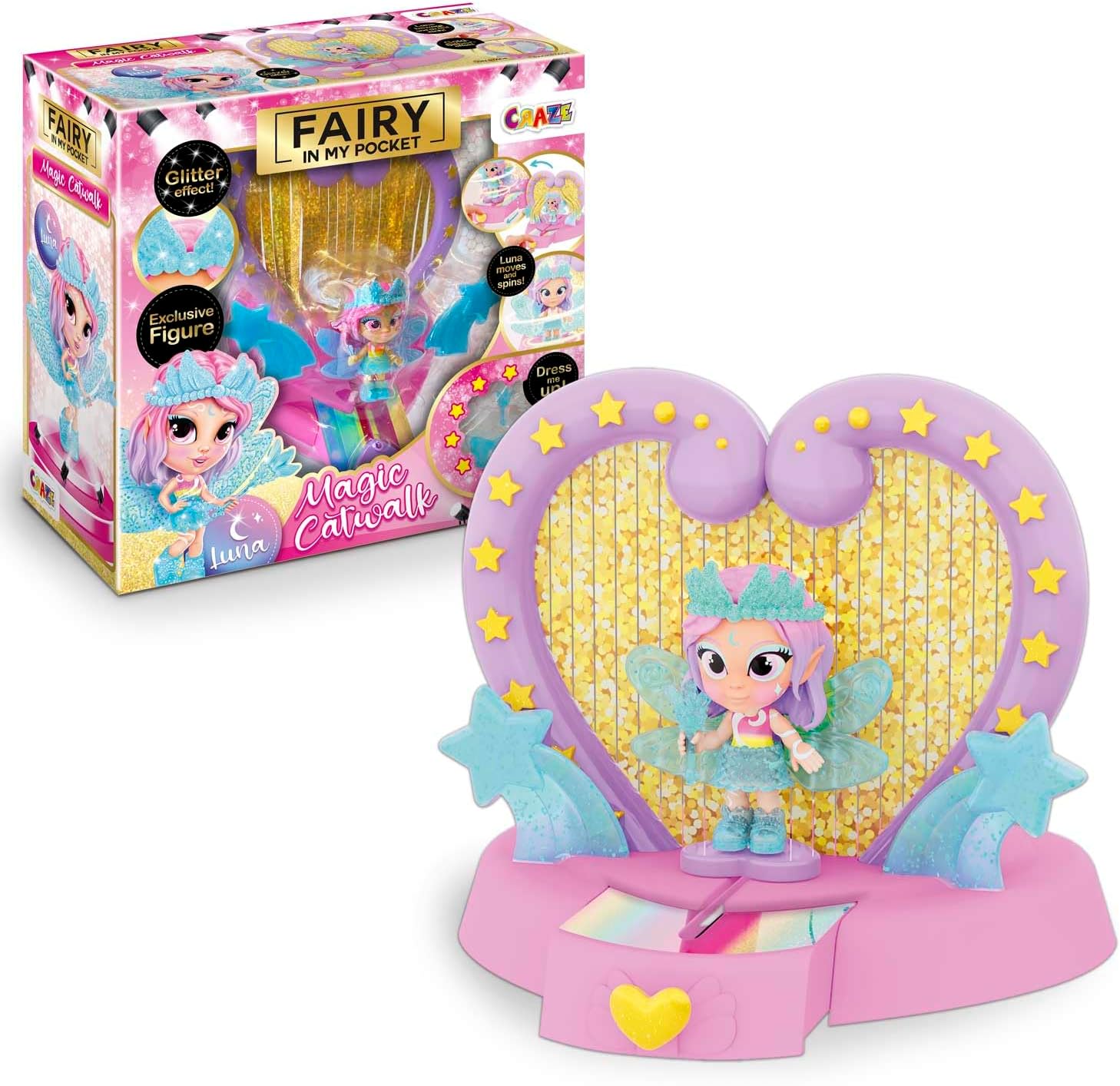 CRAZE Fairy In My Pocket Magic Catwalk Playset   Fairy Doll with 5 Accessories and Special Effects   Unicorn and Princess Toys for Girls Age 3+, Perfect Birthday Present