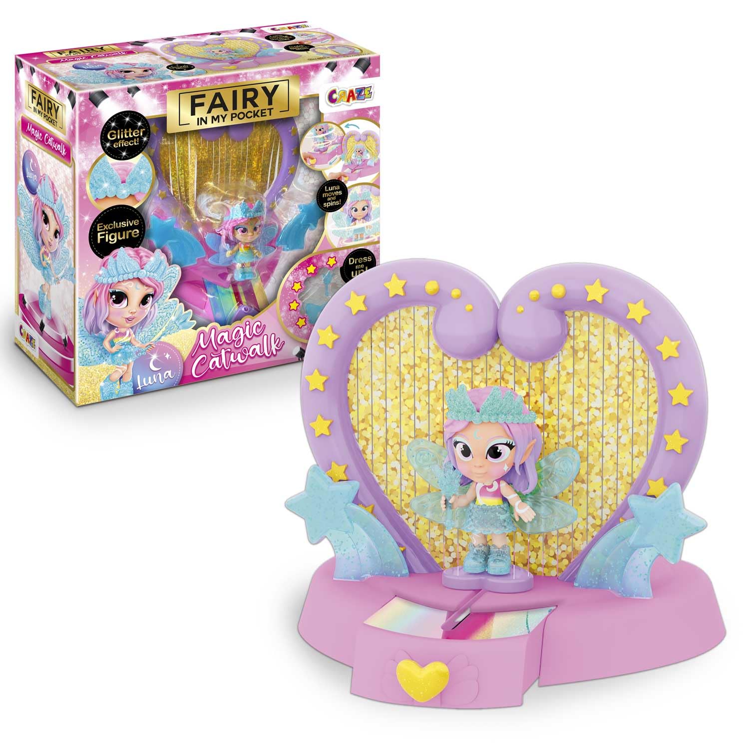 CRAZE Fairy In My Pocket Magic Catwalk Playset – Fairy Doll with 5
