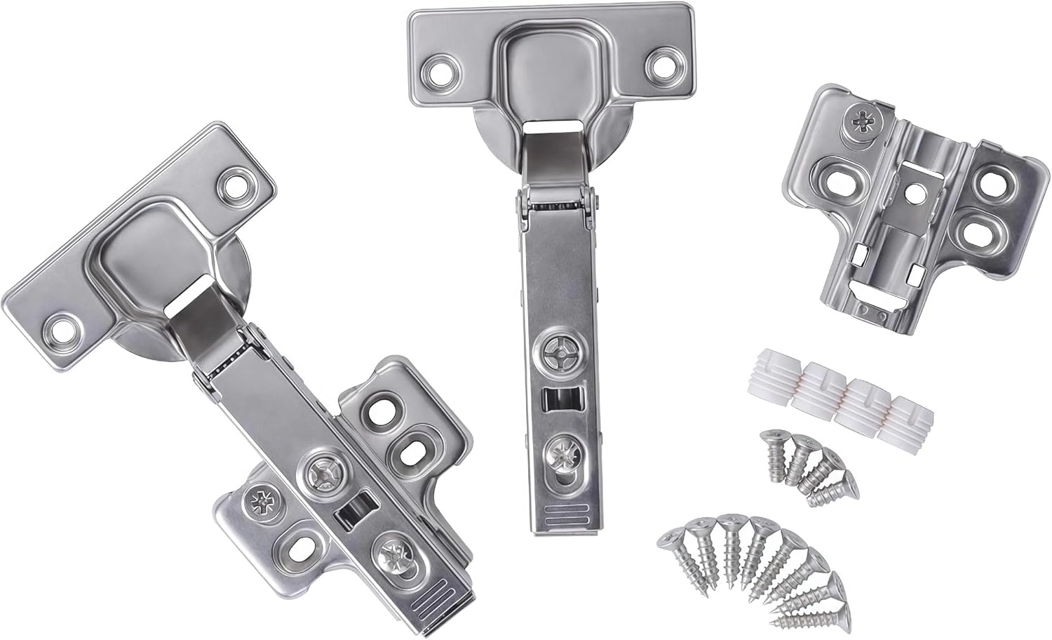 20 Pack Full Overlay Soft Close Cabinet Hinges, Frameless European Kitchen Cabinet Hinges 35mm Cup Clip-On 3D Adjustment Concealed Cabinet Door Hinges Nickel Plated Finish