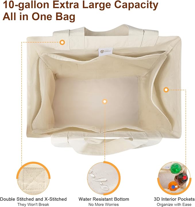 Bolsas Reutilizables de Lona con Asa Doble 3pc XL miniatura 4