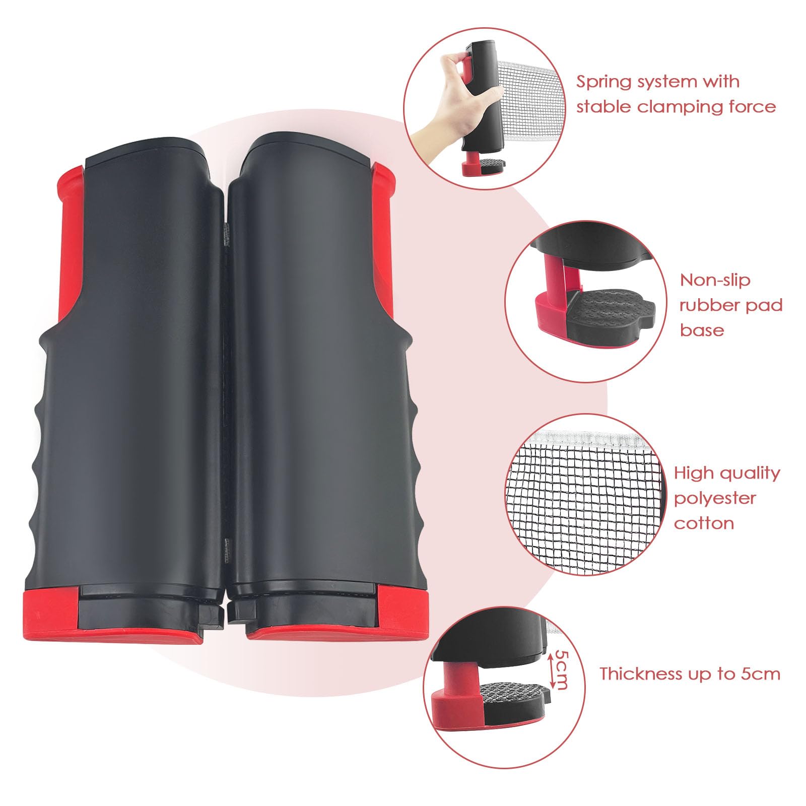 Palas Ping Pong Set, Raqueta de Tenis de Mesa, Incluye 2 Raquetas de Ping Pong, 6 Pelotas, 1 Red de Tenis Mesa Retráctil, 1 Bolsa, Uego Tenis Mesa para Principiantes y Jugadores Avanzados