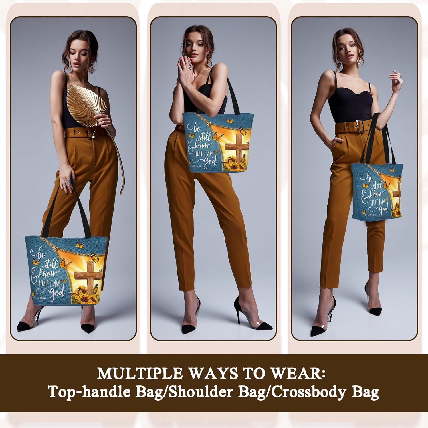 Tote Bag for Women, Everyday Carry, Large Capacity Reusable Shopping Bag with Zipper for Groceries, Work & Travel - Image 4