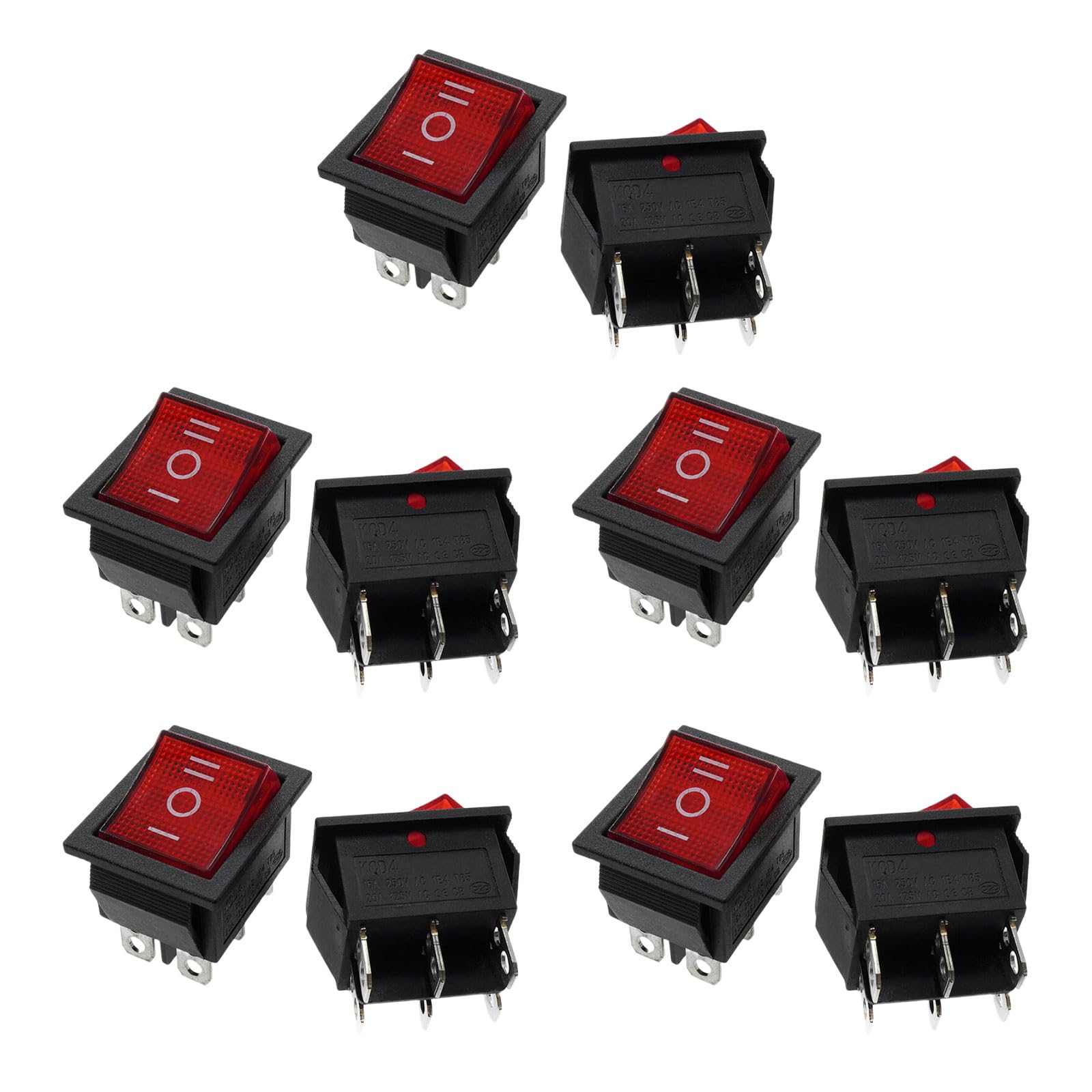 CUNZJIA 16A 250V Rockers Switches with Red Light Indicators LED Toggle Rockers Switches for Home Appliances and Fitness Equipmen