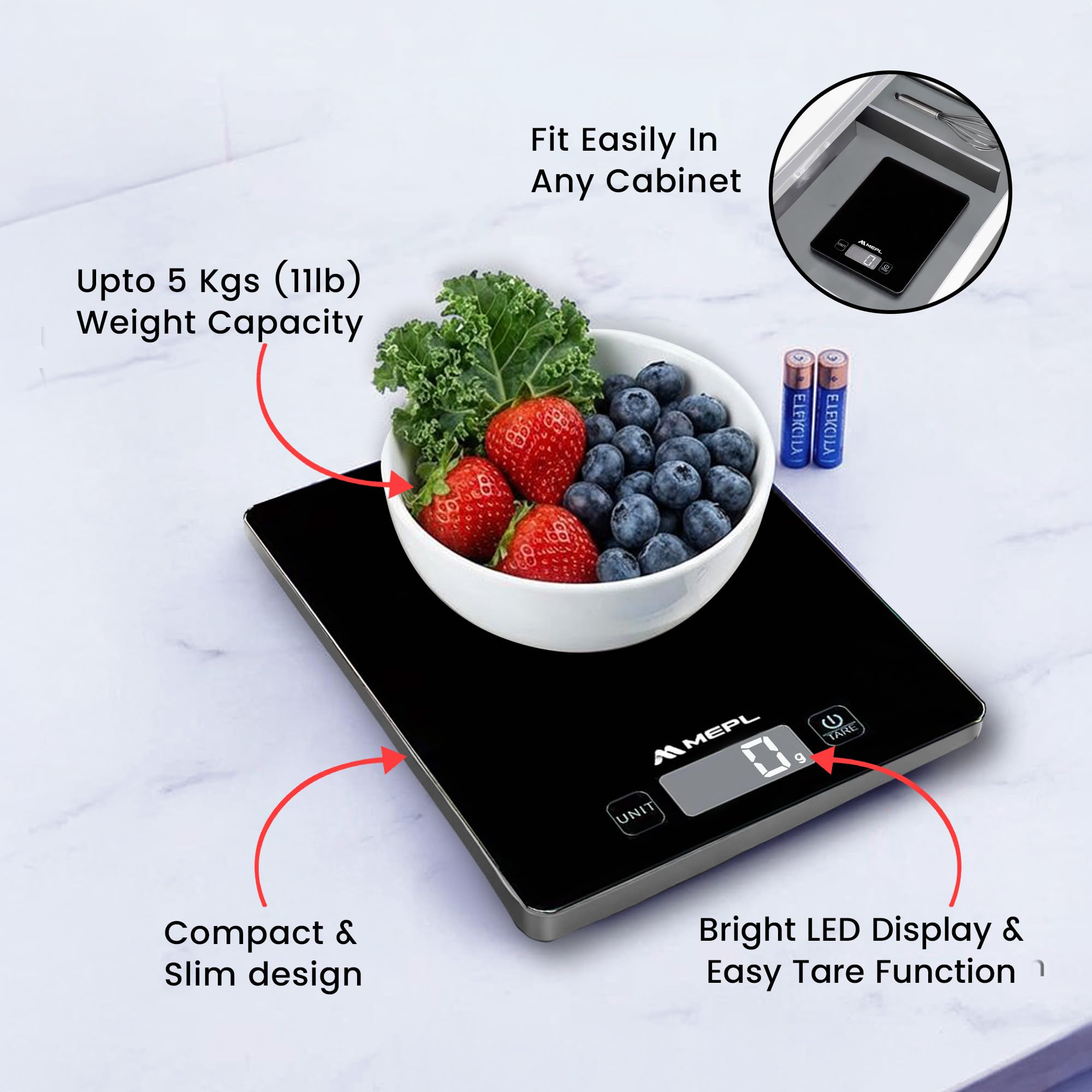 MEPL Kitchen Scale - 5kg Digital Food Weighter -5 MEPL Kitchen Scale - 5kg Digital Food Weighter -5