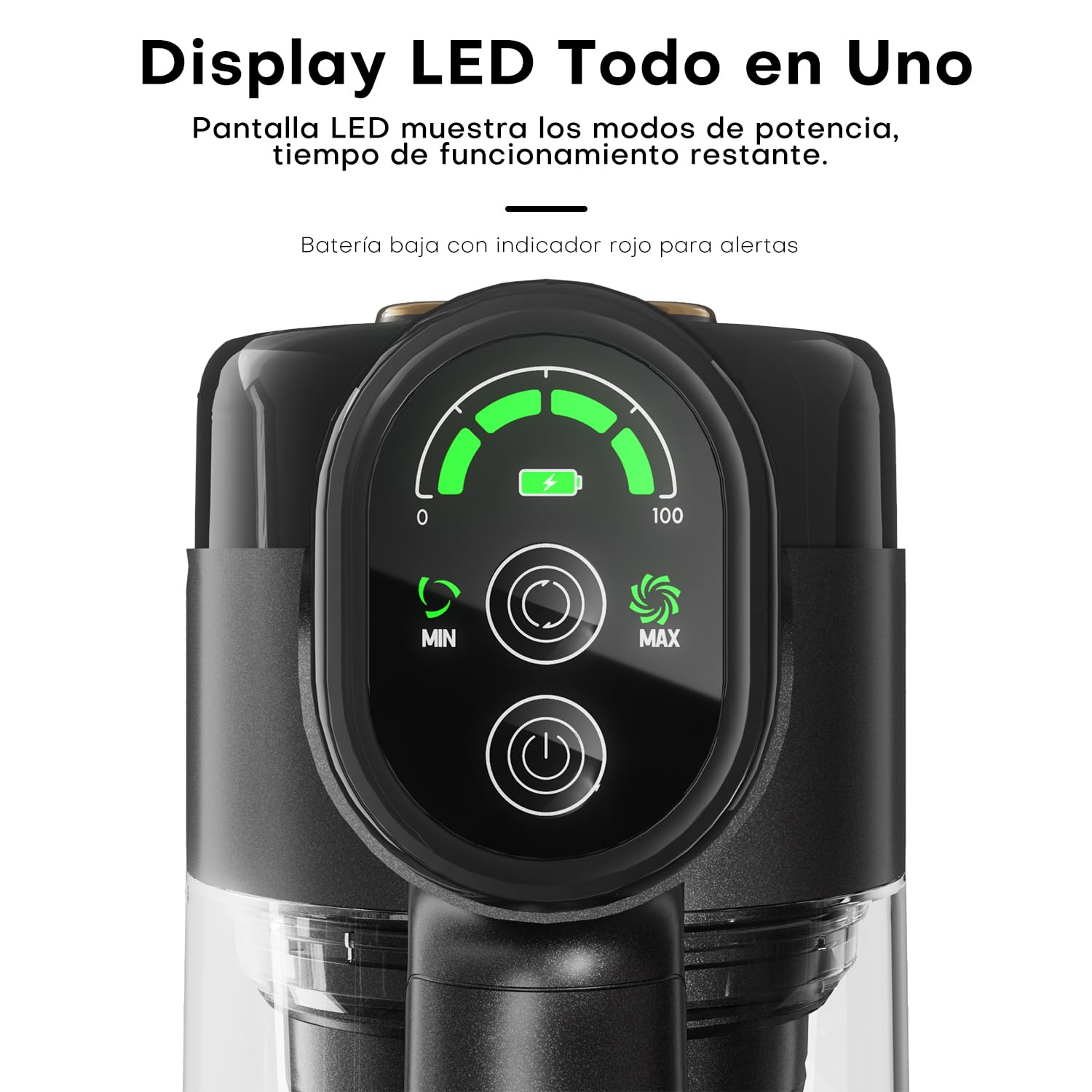 GOAMGE Aspirapolvere Senza Filo, 300W/30KPa/40Min, Display LED, Filtrazione a 5 Stadi, Spazzola Anti-Intrico, Modalità ECO, per Pelo di Animale, Pavimenti Duri e Tappeti