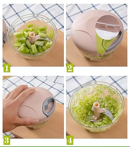 Miniatura 7 de Generic Cortador manual de verduras, picadora y picadora manual de frutas y verduras, cuchillas de acero inoxidable, sin BPA (verde, 16.9 fl oz),