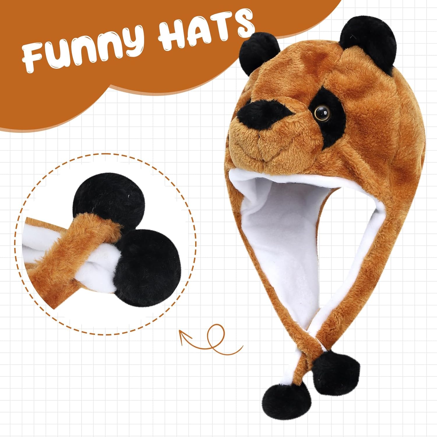 MK MATT KEELY Plush Cute Animal Hat Super Soft Hat with Ear Flaps Funny Warm Cozy Fleece Hat - Image 4