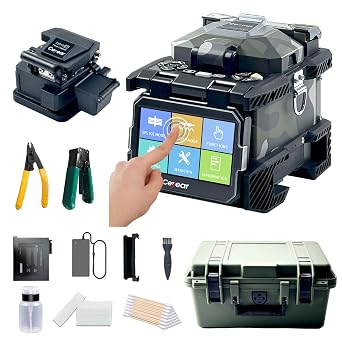 98NEW 6481A9+ Fiber Fusion Splicer - 6 Motor Automatic Focus, 4.3 Inch Touch Screen Fusion Splicer Machine Kit with Optical Fiber Cleaver