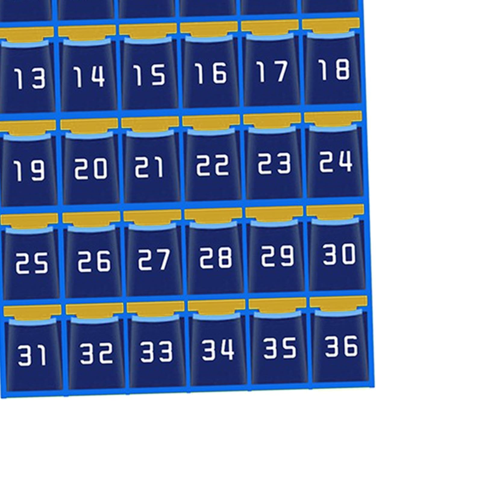 F Fityle Tableaux de poche numérotés pour téléphones portables et calculatrices, support mural, organisateur suspendu sur porte, Bleu 36 pochettes
