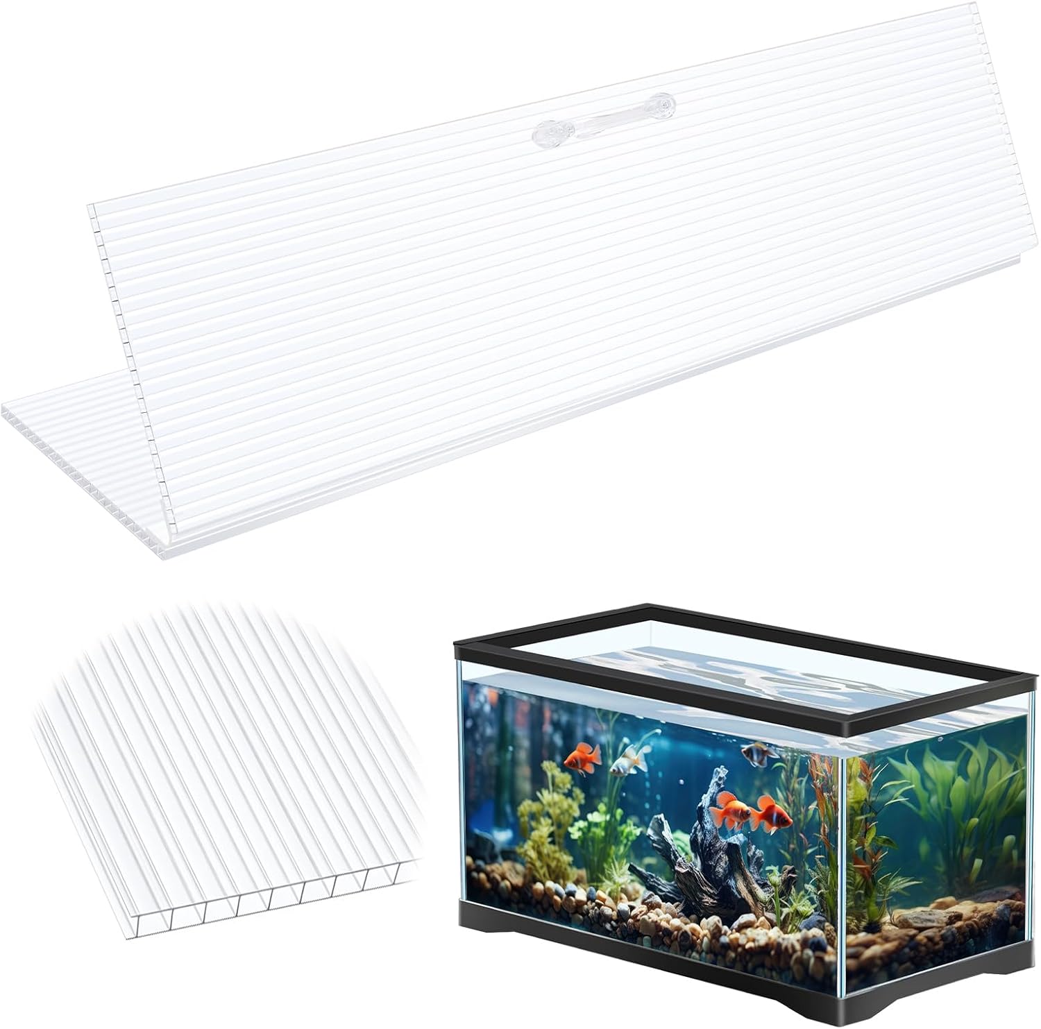 Sieral Aquarium Canopy Set Polycarbonate Greenhouse Panels 29 x 11.38 x 0.24 Inch for 20/29/37 Gallon Fish Tank Without Center Brace Aquariums Cover Fish Tank Lid, Clear Clear 30 x 12 Inch