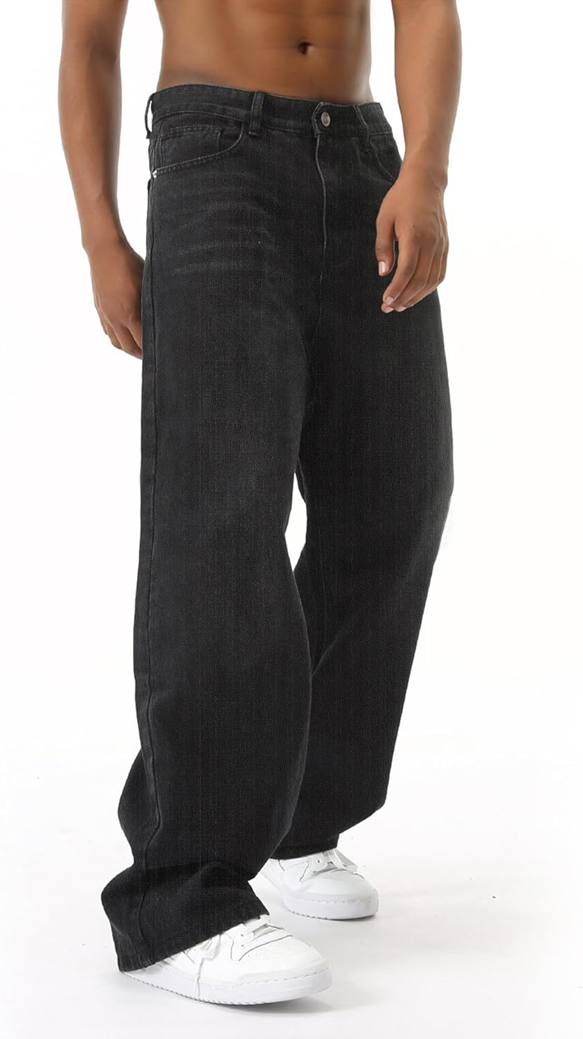 EMMIOL Baggy Jeans Men Wide Leg,Y2k Hip Hop Skater Denim Cargo Pants Vintage Loose Fit,Relaxed Long Trousers Streetwear 2025 - Image 3