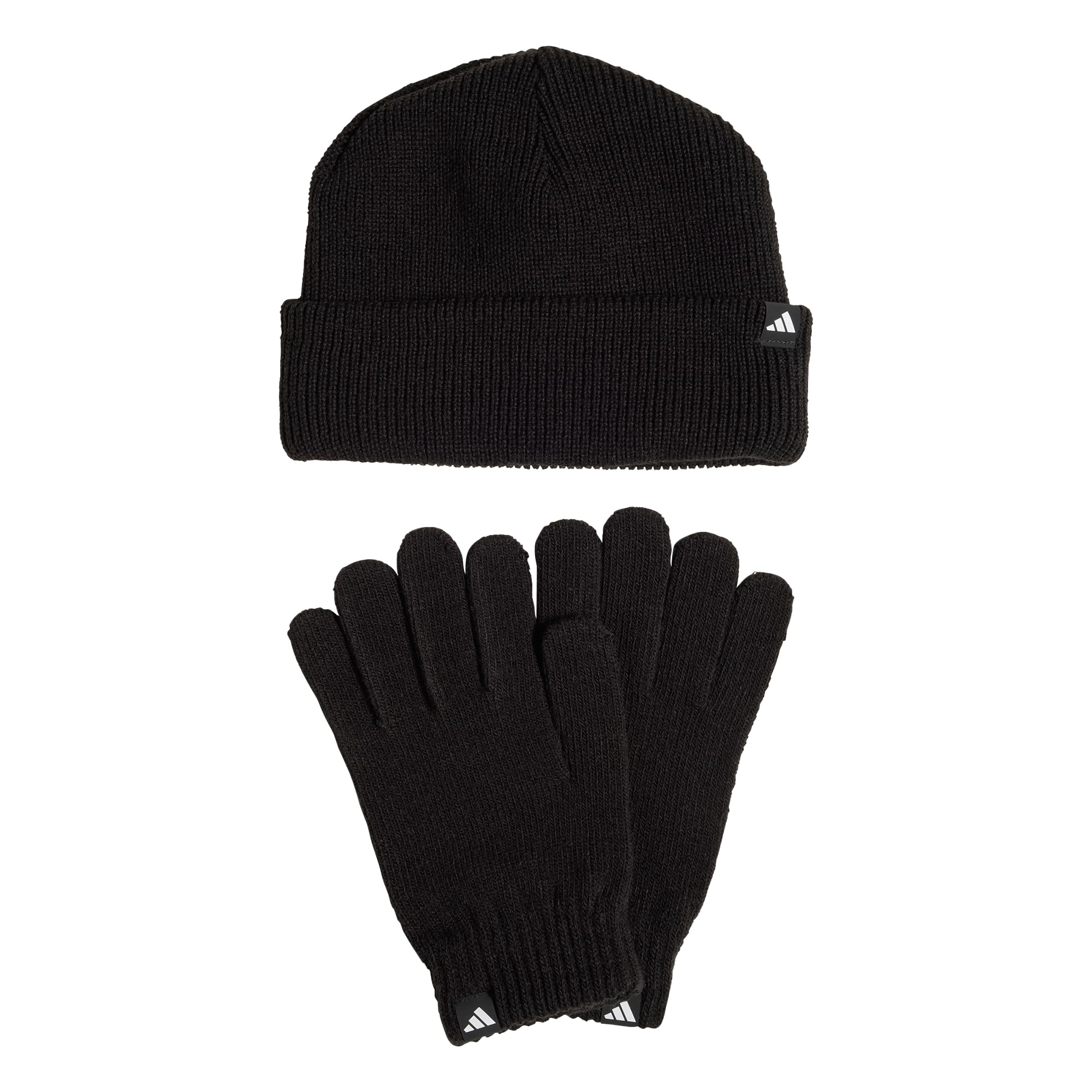 adidas Unisex Glove + Beanie Pack Hat, Black/White, S-M