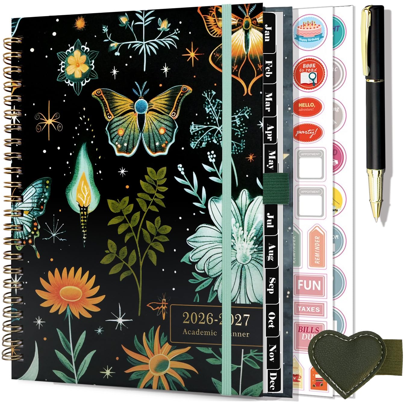 NEYSA Diary 2026 2027 Week to View A5 Academic Diary July 2026 - June 2027 (12 Months) Planner with Pen Set,Self-Adhesive Pen Loop, Planner Stickers,Monthly Overview and Fine Inner Pocket
