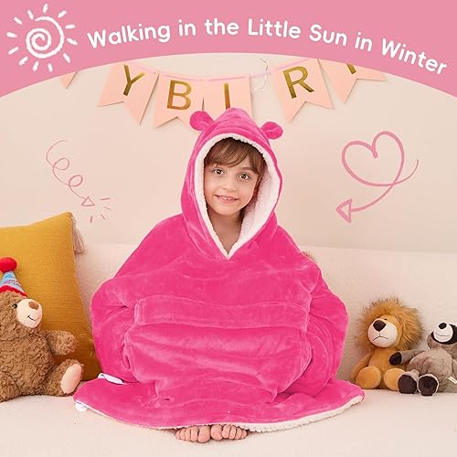 Miniatura 2 de yescool Manta con capucha que brilla en la oscuridad para niños pequeños de 2 a 6 años, sudadera de manta de gran tamaño con sherpa para regalos de