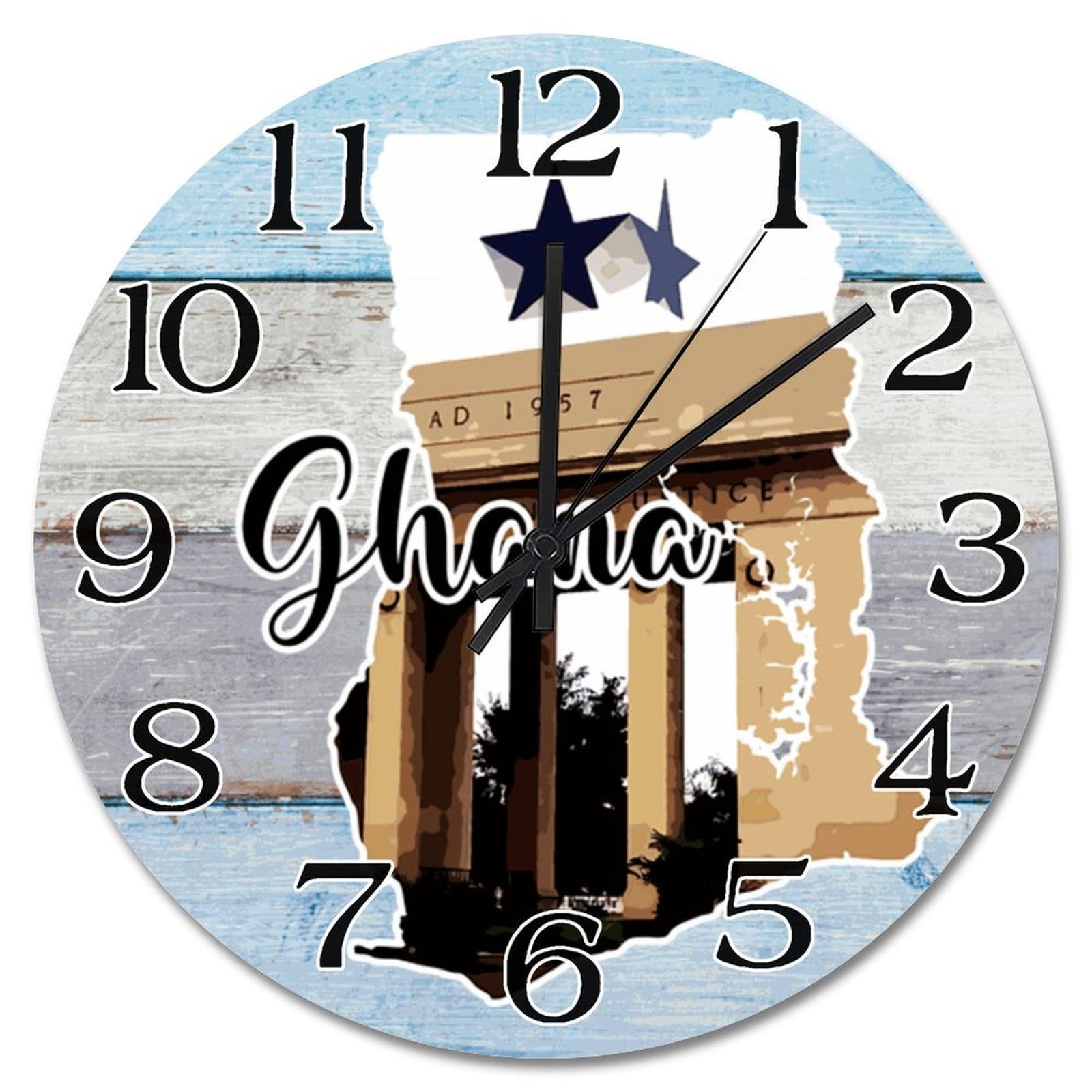 Grande horloge murale paysage urbain du Ghana pour une décoration intérieure inspirante