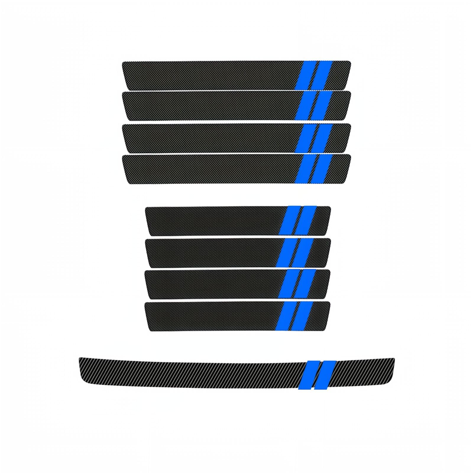 VAPORVERSE 9Pcs Car Door Sill Protectors for Mazda CX-60 PHEV 2022-, Step Scuff Plates Carbon Fiber Pattern PU, Durable Anti-Scratch Entry Guards,Blue