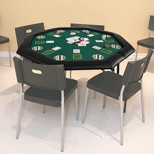 DC DICLASSE Mesa de póquer plegable mesa de cartas octágono con soporte de taza de acero inoxidable mesa de ocio de casino mesa de póquer Texas
