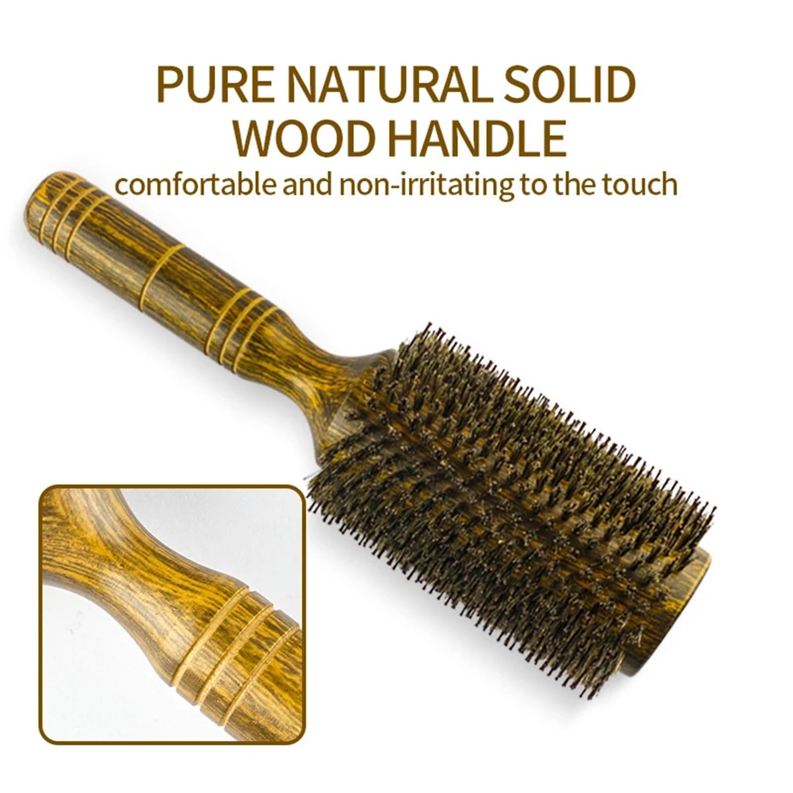 Spazzola Rotonda Spazzola for capelli tonda in setola | Pettine for lo styling for donne e uomini, parrucchiere, parrucchiere, in legno(L)