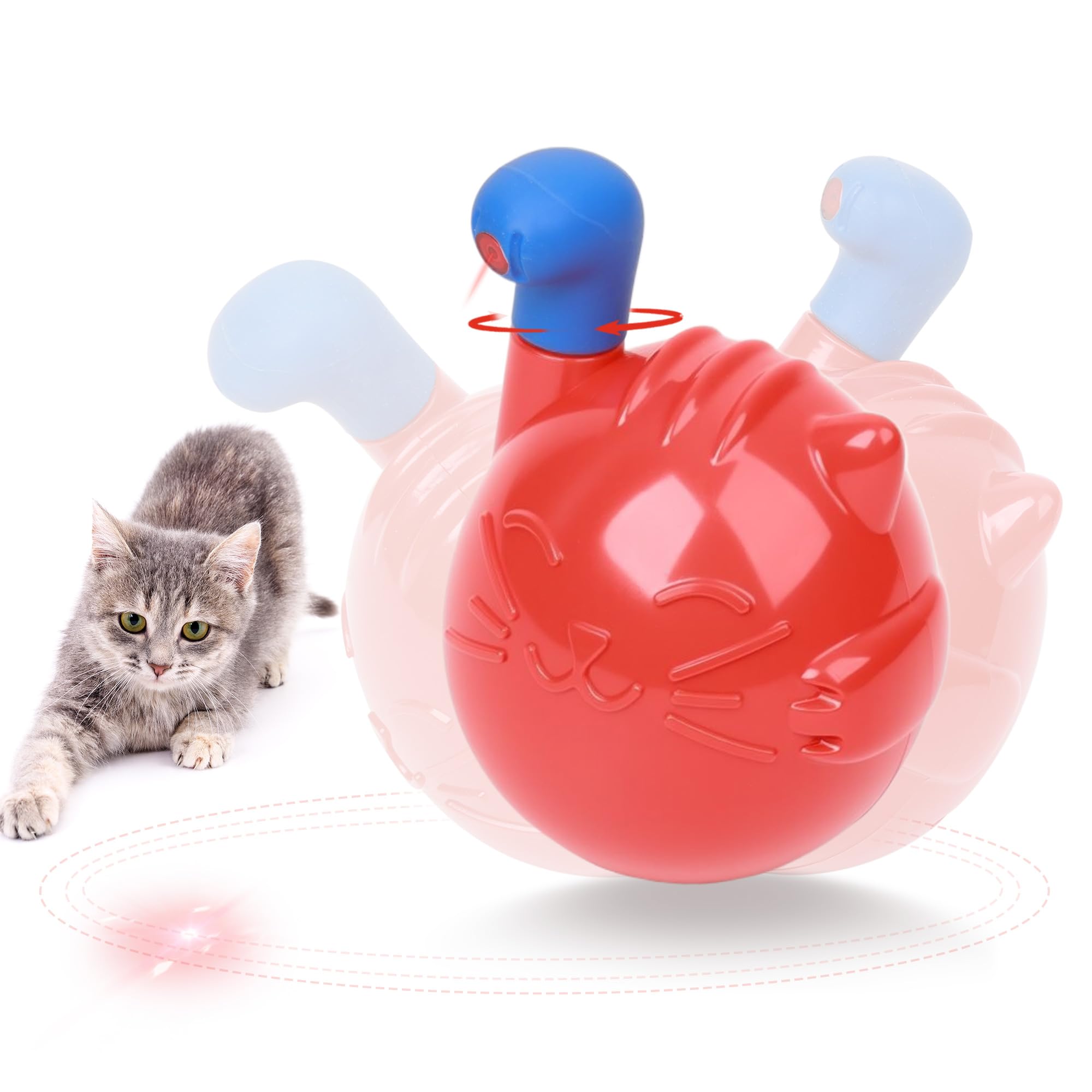 Pet Prime Tumbler Cat Toy for Indoor Cats with Light, Rechargeable Interactive Cat Ball Toy for Kittens