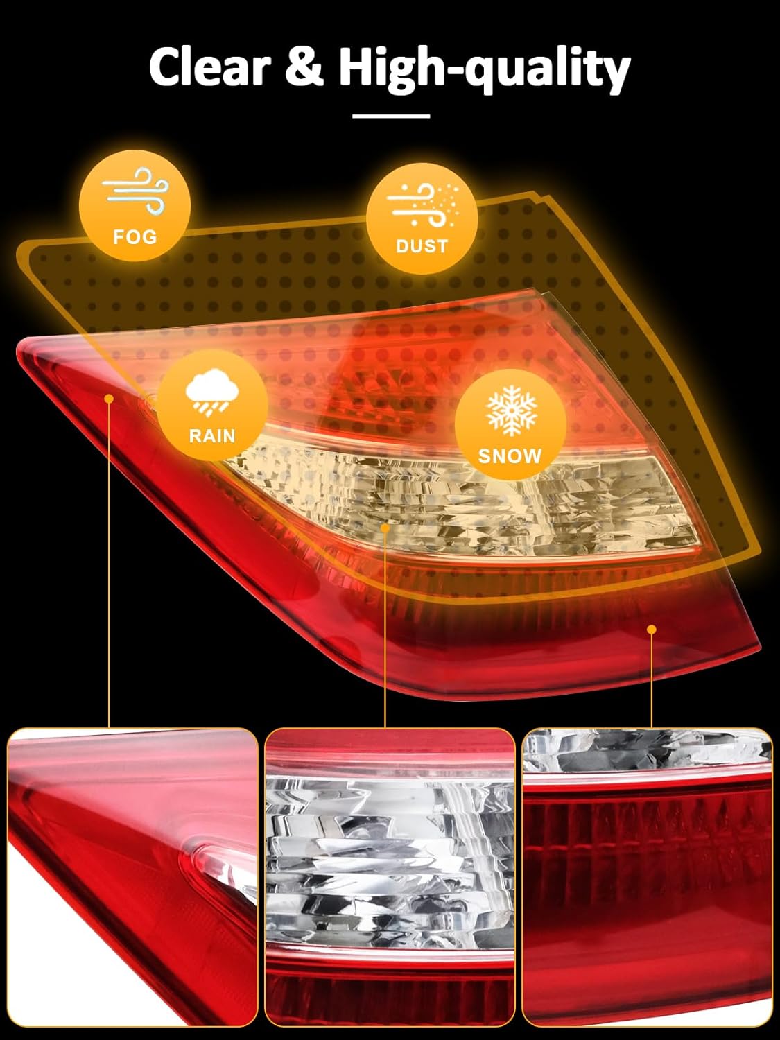 Tail Lights Compatible with Honda Crosstour 2010 2011 2012, Left Brake Turn Signal Taillight, Driver Side Taillamp Replacement
