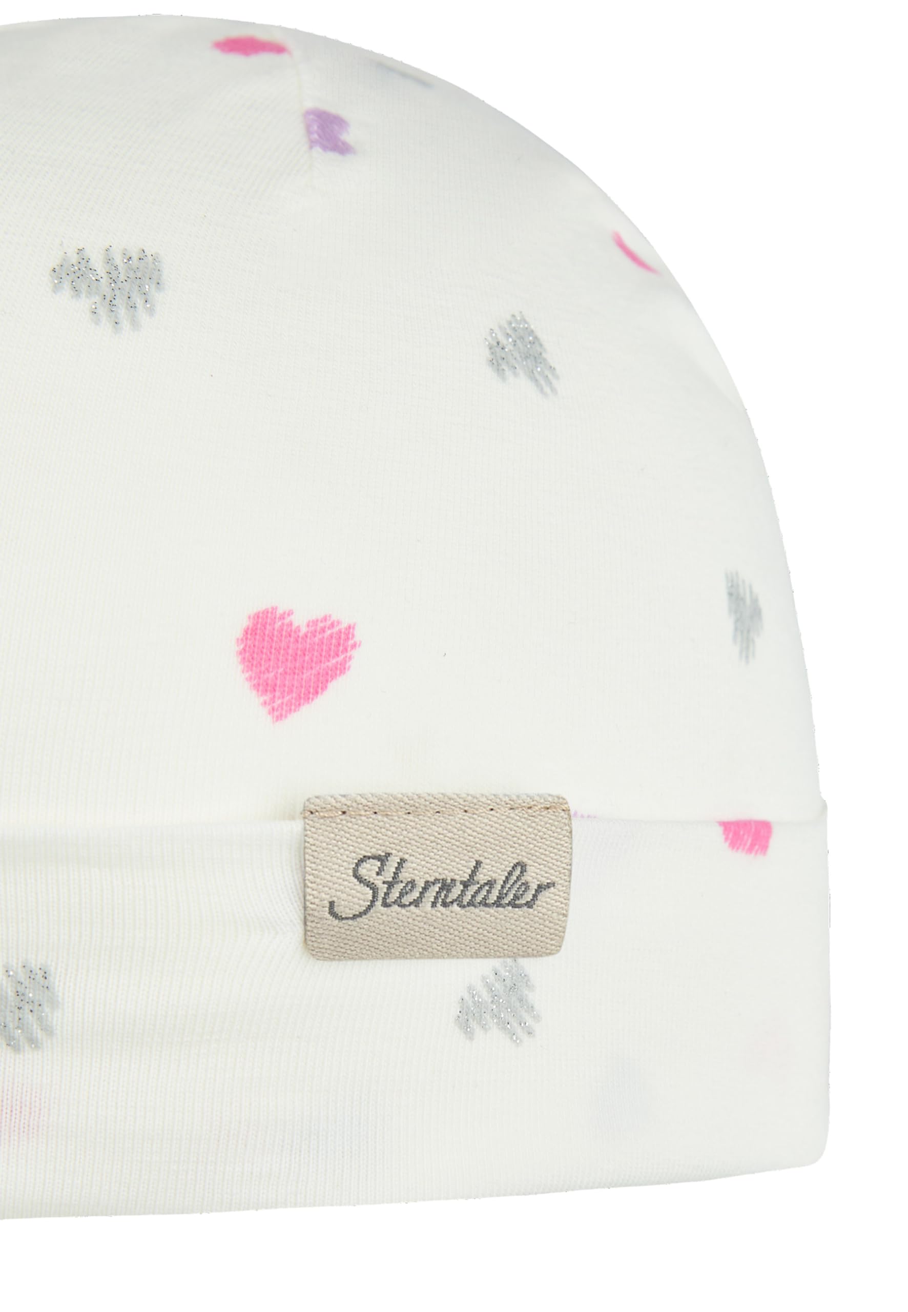 Sterntaler Beanie Herzchen – Beanie aus weichem Jersey mit glitzernden Herzchen, Zwei Tragevarianten, anschmiegsam und bequem