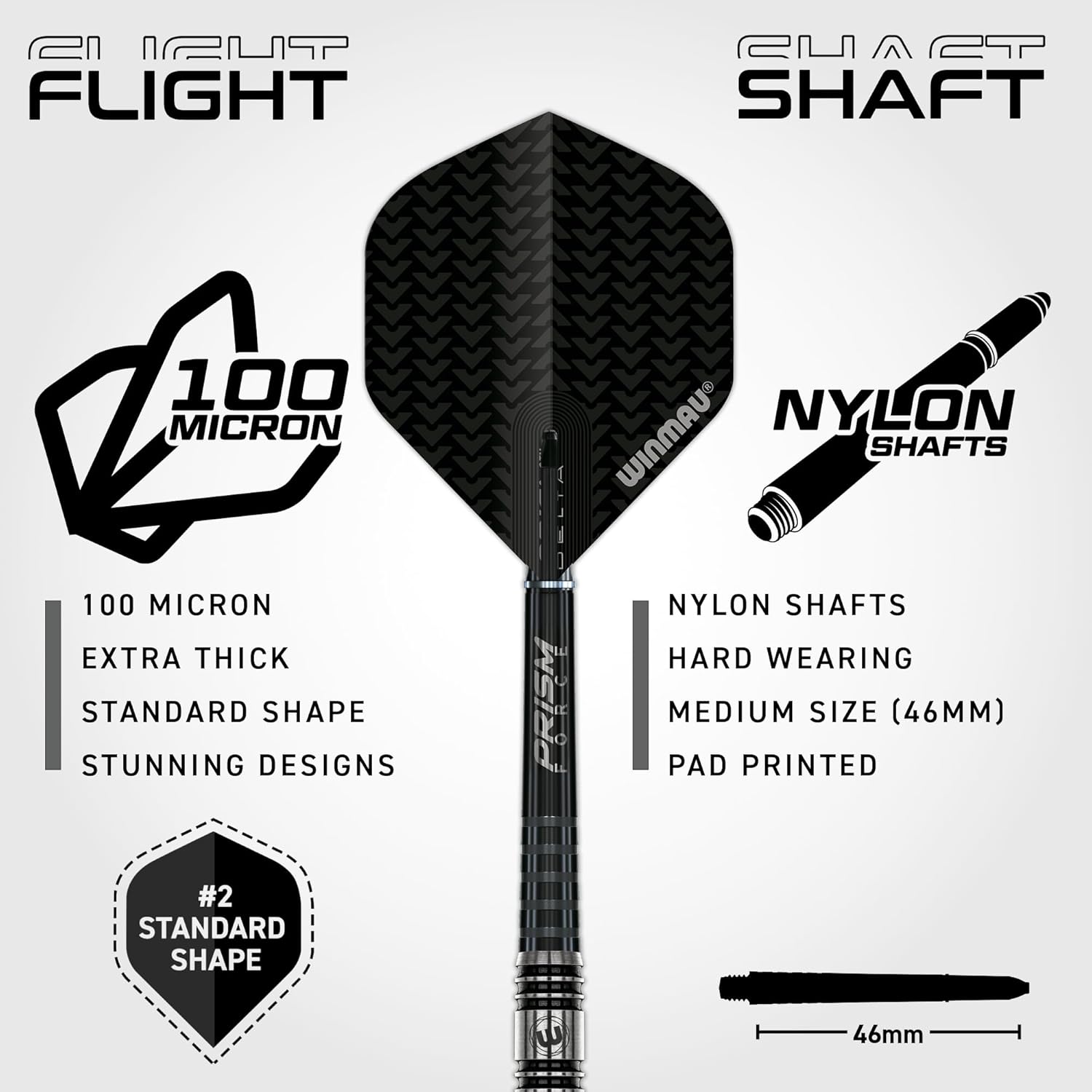 Winmau Blackout Softip Tungsten Darts Set with Flights and Shafts (Stems)