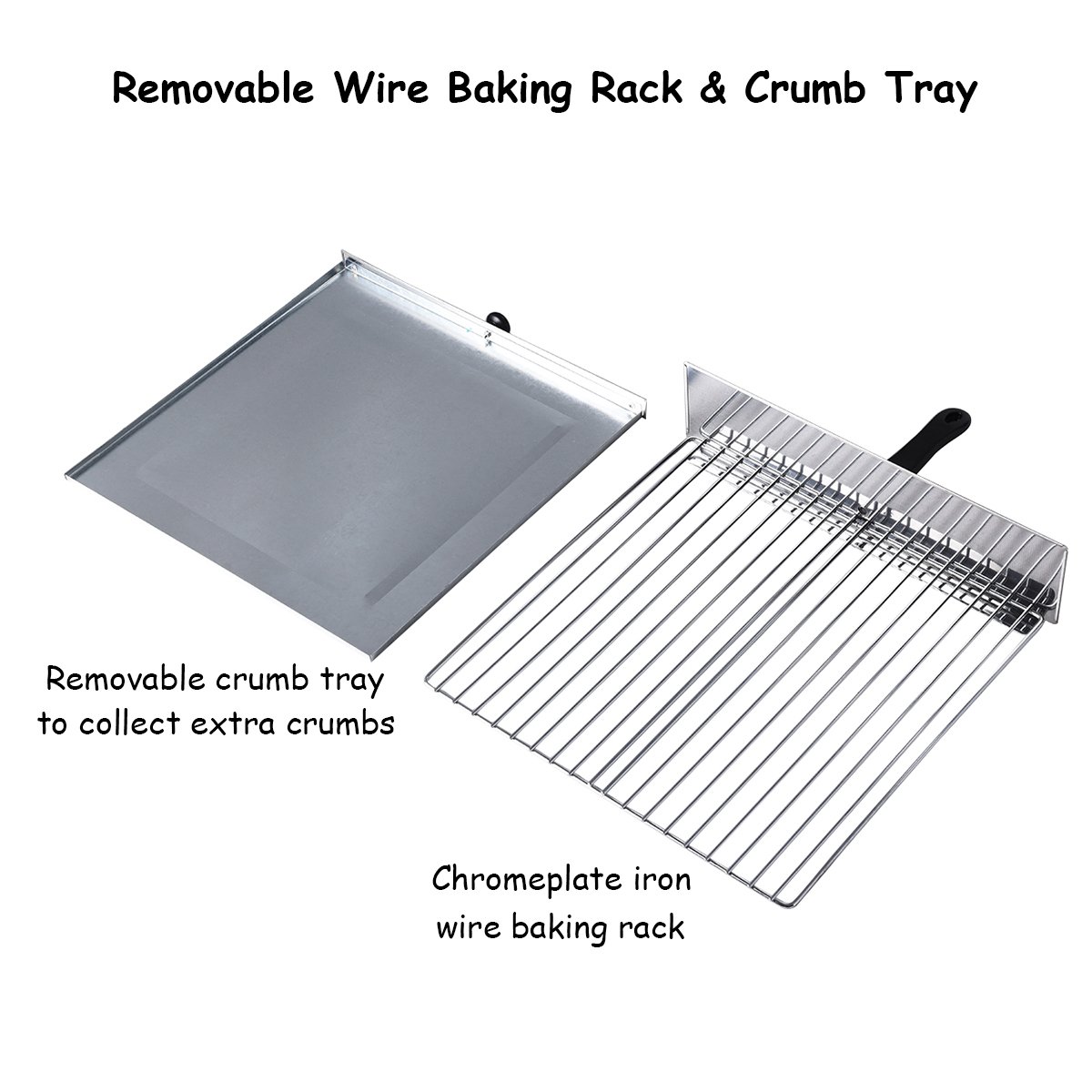Horno eléctrico para pizza, de acero inoxidable, para pizza, tostadora, pizza, con asa y bandeja extraíble 5